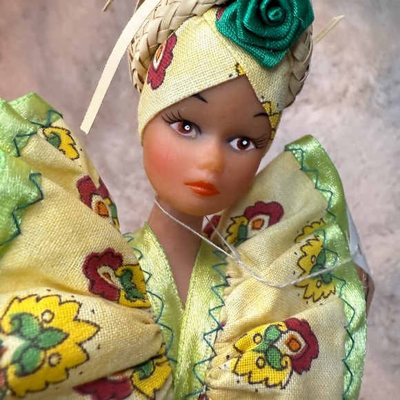 VINTAGE AND COLLECTIBLE Floral Doll with Yellow and Green Dress - Picture 7 of 8